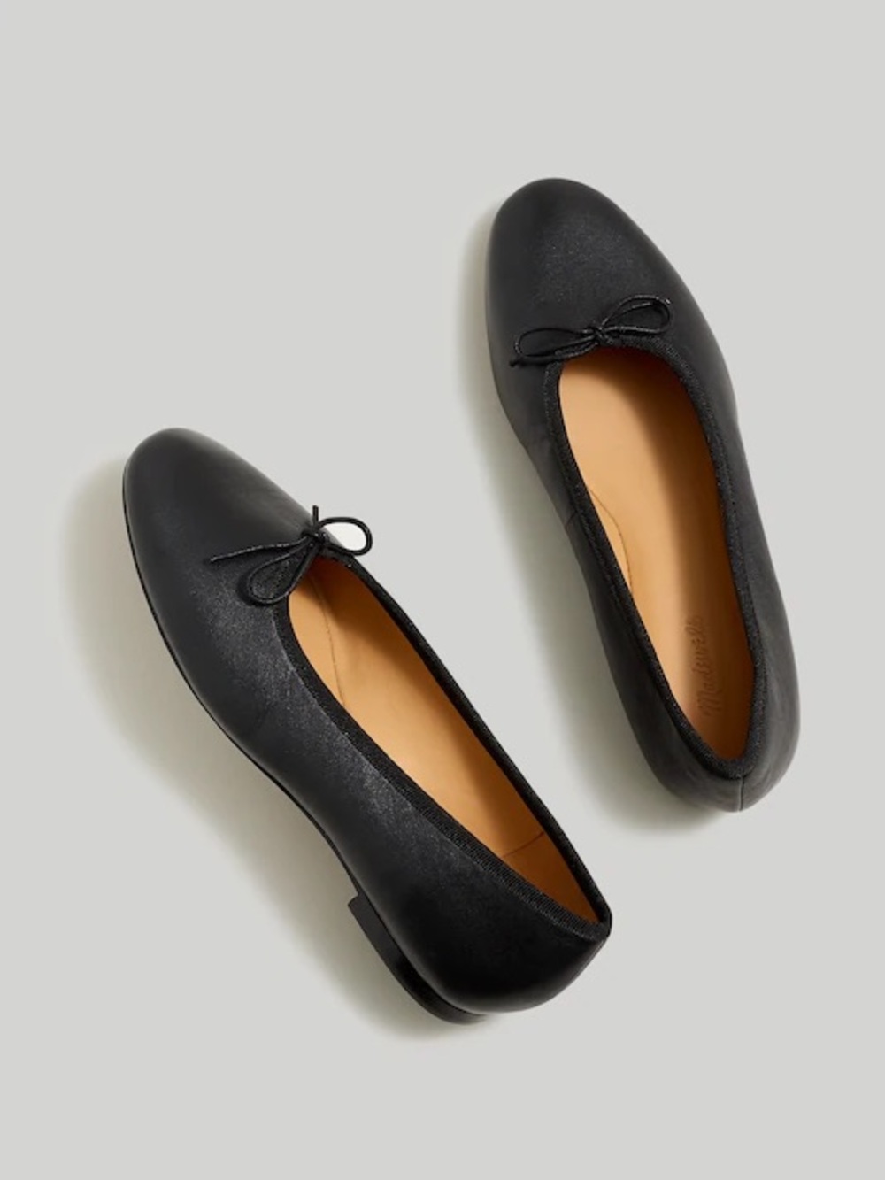 Madewell The April Ballet Flat in Black Leather 8